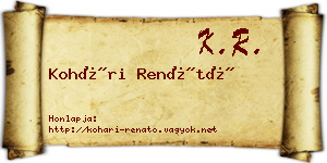 Kohári Renátó névjegykártya