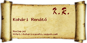 Kohári Renátó névjegykártya